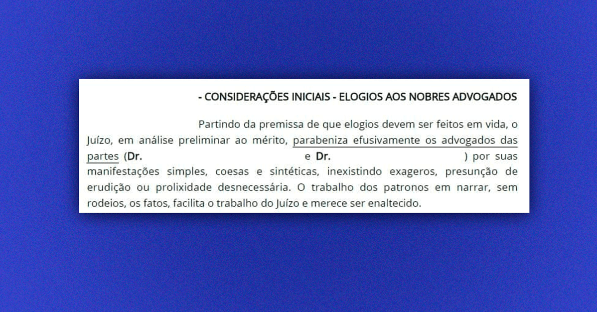 Juíza elogia advogados em decisão: “coesos, sintéticos e sem rodeios”   Migalhas