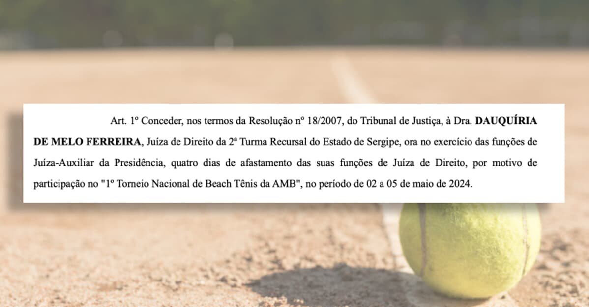 TJ/SE concede afastamento a juíza para jogar torneio de beach tennis   Migalhas
