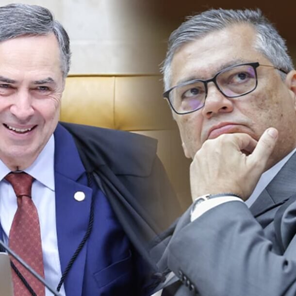 Barroso brinca e Dino diz que a cada sessão danos morais só aumentam   Migalhas